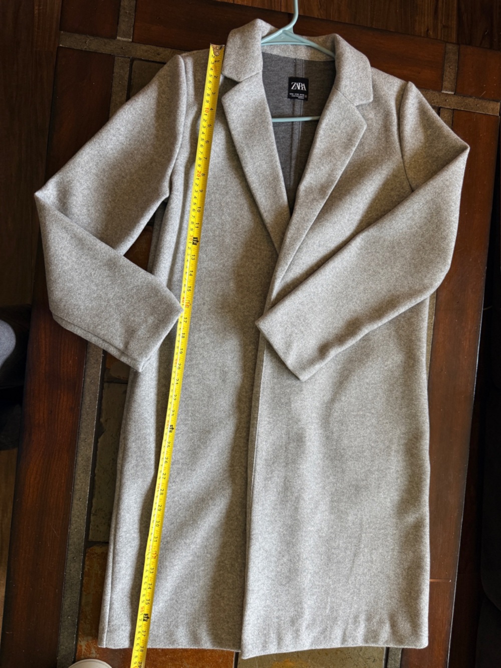 Zara Light Gray Long soft Wool-Blend open Trench Coat medium layering costal
